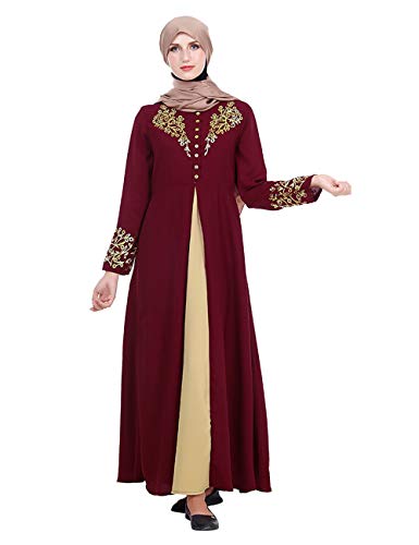 TAAMBAB Mujeres Maxi Abaya Bata Marroquí Kaftan Caftan - Vestido Manga Larga Ropa Jilbab Islámica Musulmana Turca Árabe Robe Túnicas Blusa Disfraz