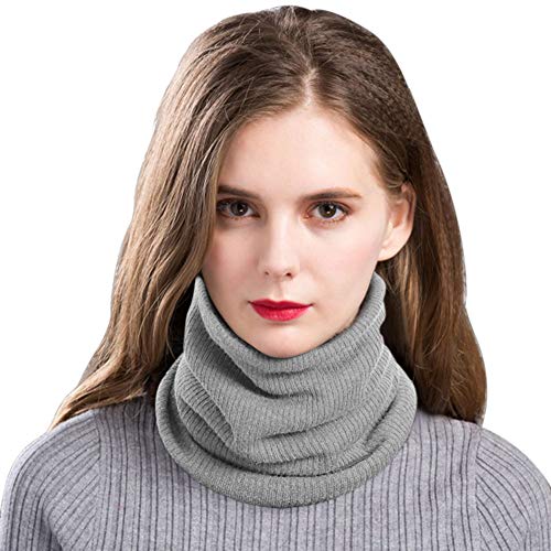 Tacobear Bufanda Hombre Bufandas Invierno Mujer Caliente de Punto Forro Polar Loop Bufanda Esquí Moto Ciclismo Tubular Calentador de Cuello Braga Bufanda para Mujer Hombre (Gris+Azul Marino)