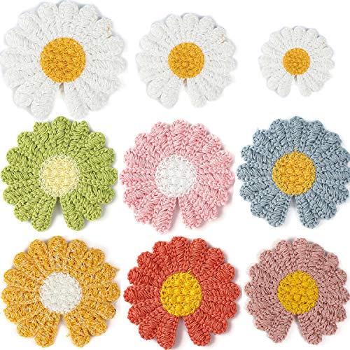 TANGGER 19PCS Parches Margaritas,Flores de Punto Margaritas para Decorar Ropa Horquillas Cortinas Sombreros Bolsas DIY