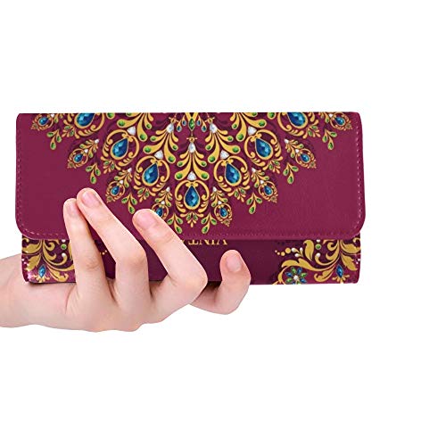 Tarjeta de invitación de Boda Personalizada única Resumen Islam Mujer Cartera Triple Monedero Largo Titular de la Tarjeta de crédito Estuche Bolso