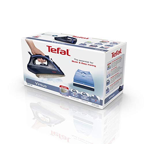 Tefal Virtuo FV1739E0 - Plancha de vapor sistema antigoteo, salida continua de vapor 24 g/min, golpe de vapor 90 g para eliminar las arrugas más difíciles, 2000 W