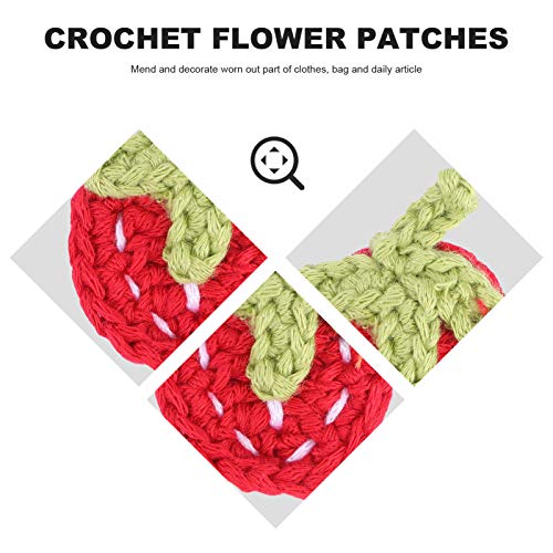 TEHAUX 5 Piezas Crochet Apliques Fresa Forma Fruta Coser Parches Tela Satén Artesanía Costura Apliques para Ropa Sombreros Costura Adorno