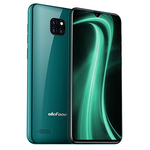 Teléfono Móvil Libre, Ulefone Note 7 Android 9 Smartphone, Pantalla 6.1" Water-Drop Screen Móvil, Smartphone Barato Dual SIM, Batería 3500 mAh, 8MP + 2MP + 2MP, 16GB ROM (SD 64GB), Face ID (Verde)