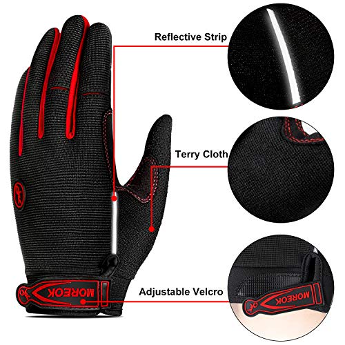 TEUEN Guantes Ciclismo Dedos Largos Guantes MTB con Pantalla Táctil Guantes Bicicleta Montaña para Hombre Mujer Guantes De Ciclismo con Acolchadas De Gel (Rojo, M-Medio)