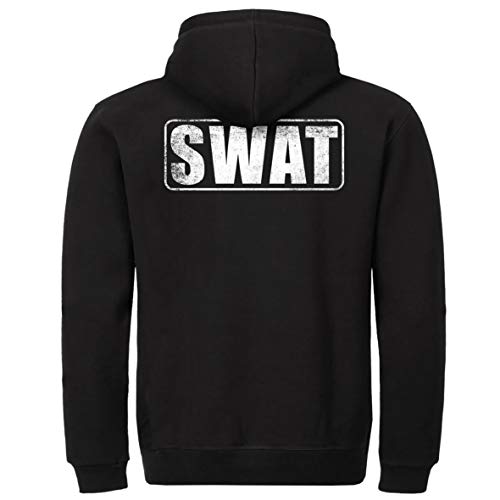 Tex-Ha SWAT LAPD Police Kommando FBI CIA USA America Sudadera con capucha Negro M