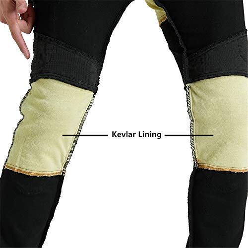 TIUTIU Vaqueros Para Montar En Moto Para Hombres Con 4 Almohadillas Protectoras Extraíbles, Pantalones De Ciclismo Anticaídas Elásticos Kevlar, Pantalones De Carreras Profesionales (Black,M)