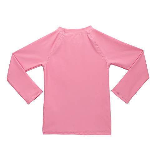 TIZAX Traje de baño con UPF 50+ protección Solar Camiseta UV de Manga Larga para niñas Rashguard para Surf/Nadando/Buceo/Playa Rosa Rosado 128