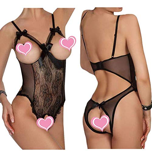 TMEOG Ropa Erótica para Mujer Conjuntos de Lencería Mujeres Encaje Atractivo Pasión Babydoll Ropa de Dormir (M, Negro)