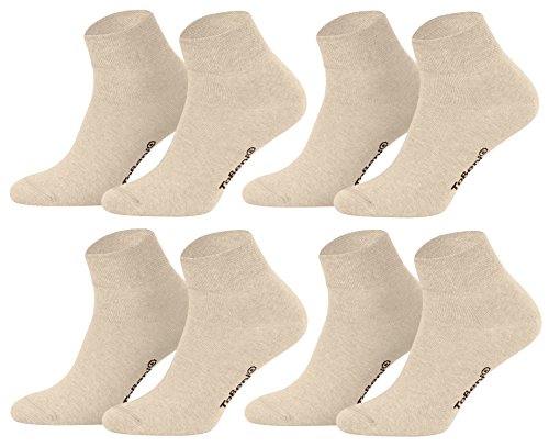 Tobeni 8 Pares Mujer Hombre Calcetines Cortos sin Goma Unisex Color Beige Tamano 47-50