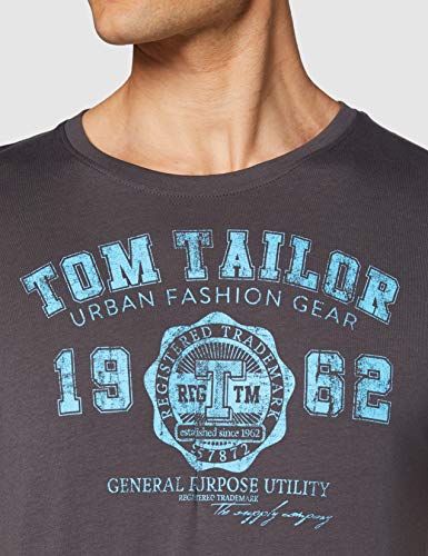 Tom Tailor Casual 1008637 Camiseta, Gris (Tarmac Grey 10899), X-Large para Hombre