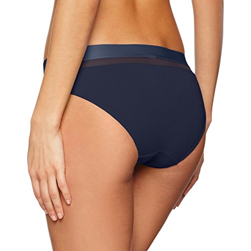 Tommy Hilfiger Bikini con Inserción de Malla Braguitas con Cintura Elástica, Azul (Navy Blazer 416), 38 (Talla del Fabricante: MD) para Mujer