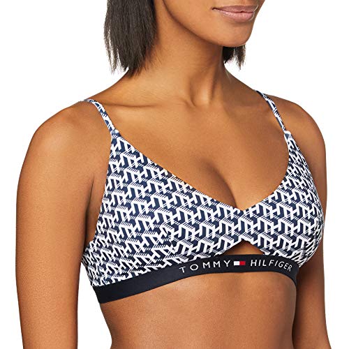 Tommy Hilfiger Bralette Rp Parte de Arriba de Bikini, Blanco (TH Cube PRT - White), XS para Mujer