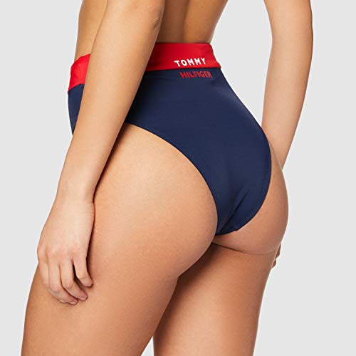 Tommy Hilfiger Cheeky High Waist Parte de Arriba de Bikini, Rojo (Red Glare 105-670), L para Mujer