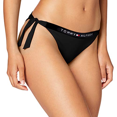 Tommy Hilfiger Cheeky Side Tie Parte de Arriba de Bikini, Azul (Pvh Black 050000), XS para Mujer