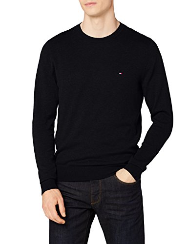 Tommy Hilfiger Core Cotton-Silk Cneck suéter, Azul (Sky Captain 403), Large para Hombre