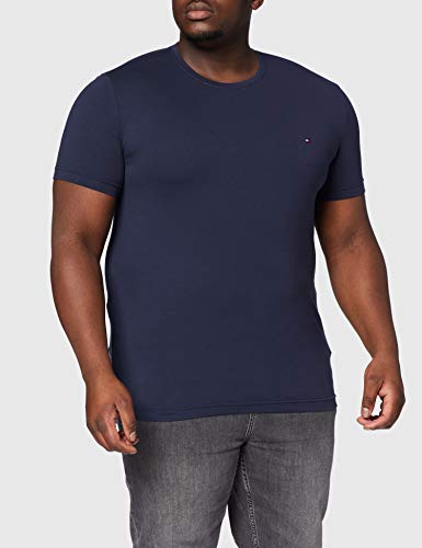 Tommy Hilfiger Core Stretch Slim CNECK tee Camiseta, Azul (Navy Blazer 416), Large para Hombre