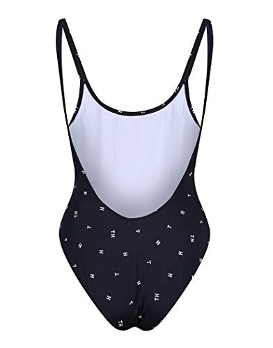 Tommy Hilfiger Iconic High Cut Bathing Suit baño, Multicolor (Midnight/Snow White), 10 (Talla del Fabricante: 38) para Mujer