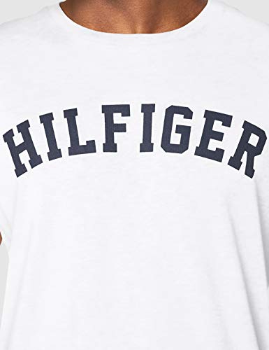 Tommy Hilfiger Logo Camiseta de Cuello Redondo,Perfecta para El Tiempo Libre, Blanco (White), S para Hombre