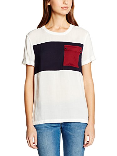 Tommy Hilfiger MOX Top SS Blusa, SNOW WHITE/NIGHT SKY/BIKING RED 906, 4 para Mujer