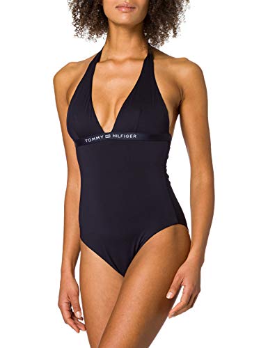 Tommy Hilfiger One-Piece Halter Traje de Bao de una Sola Pieza, Desert Sky, XL para Mujer