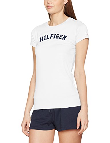 Tommy Hilfiger SS tee Print Camiseta, Blanco (White 100), S para Mujer