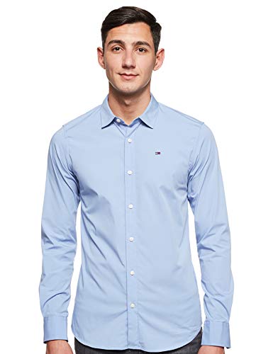 Tommy Jeans Original Stretch Camisa, Azul (Lavender Lustre 556), Medium para Hombre