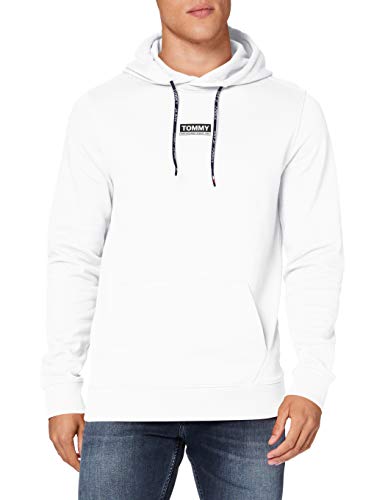 Tommy Jeans TJM Essential Graphic Hoodie Suéter, Blanco (White), X-Small Hombre