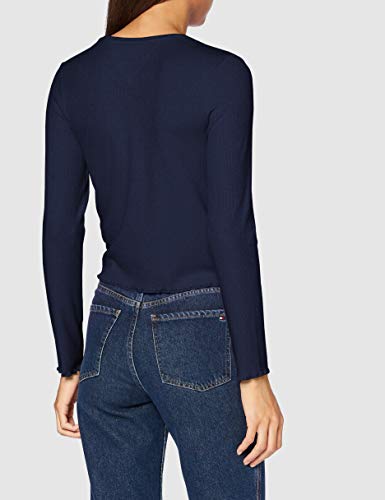 Tommy Jeans TJW Rib Crop Longsleeve Camisa, Azul Marino (Twilight Navy), L para Mujer