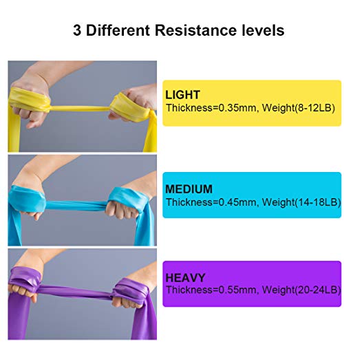 Tompig Bandas Elasticas Fitness Set de 3, Cintas Elásticas con 3 Niveles de Resistencia, Bandas Elásticas para Fisioterapia, Yoga, Pilates, Fitness,Entrenamiento en el hogar