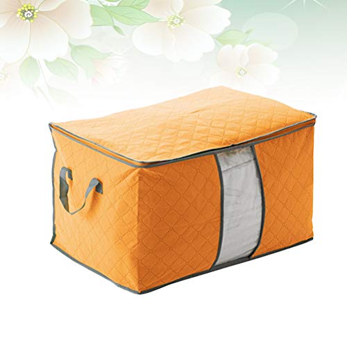 TOPBATHY 4pcs Edredón Bolsa de Almacenamiento Ropa con Cremallera Manta Suéter Organizador de Viaje Contenedor con Marco de Acero (Naranja)