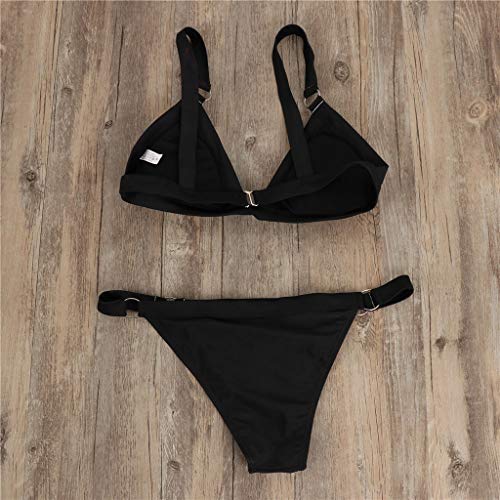 TOPKEAL Bikini Triángulo Push-Up en V Profundo Metálico para Mujer Conjuntos Ropa de Playa de Color Liso Traje de Baño Brasileño