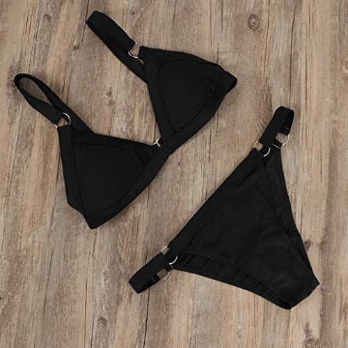 TOPKEAL Bikini Triángulo Push-Up en V Profundo Metálico para Mujer Conjuntos Ropa de Playa de Color Liso Traje de Baño Brasileño