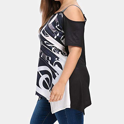 TOPKEAL Camisas Mujer Manga Corta Tallas Grandes Nota Musical Imprimir El Verano Blusas Mujeres Tops Camisetas Moda 2019 (Negro, XL)