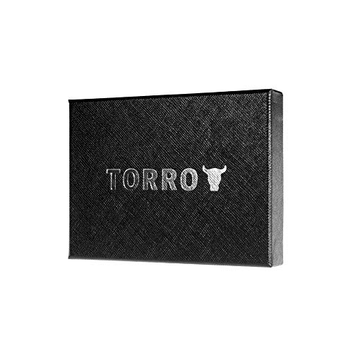 TORRO Cartera de Cuero Genuino de Estados Unidos para Hombre [Bloqueo RFID] [5 Ranuras para Tarjetas de Crédito] [1 Compartimento Forrado en Microfibra para Efectivo] [Perfil Delgado] (Negro)