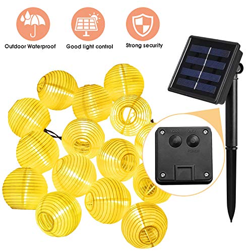 TR Turn Raise 4.8 Metros 20 LED Guirnaldas de Luces Farolillos Solares Exterior Impermeable para Decoración Jardines Casas Bodas (Blanco cálido)