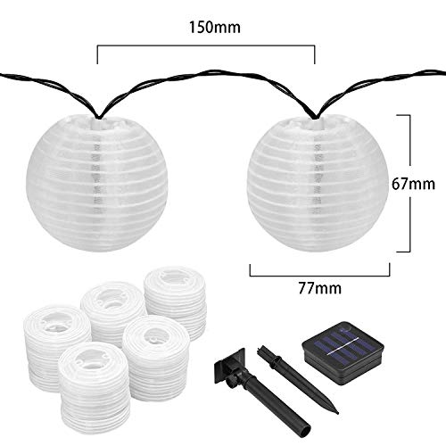 TR Turn Raise 4.8 Metros 20 LED Guirnaldas de Luces Farolillos Solares Exterior Impermeable para Decoración Jardines Casas Bodas (Blanco cálido)