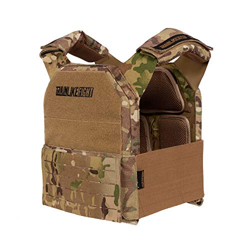 TRAINLIKEFIGHT Metcon Tactical Vest MTV - Chaleco Lastrado Ajustable para Entrenamiento, Crossfit, calistenia o Fitness (Apto para Placas lastradas - NO Incluidas) (Camo - Allterrain)