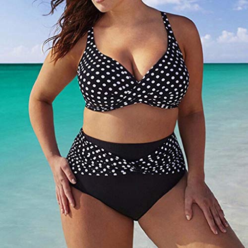 Traje de Baño Mujer Dos Piezas SHOBDW 2019 Conjunto de Bikini Push Up Sexy Impresión de Lunares Tankinis Mujer Pecho Grande Bañador Bañadores de Mujer Tallas Grandes S-5XL(Negro,4XL)