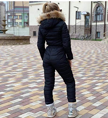 Traje de esquí, GkDDZH Mujer Mono de esquí de una Pieza Chaqueta de Snowboard Transpirable Conjuntos de pantalón de esquí Monos Trajes de Nieve al Aire Libre, Negro, XXL