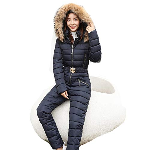 Traje de esquí, GkDDZH Mujer Mono de esquí de una Pieza Chaqueta de Snowboard Transpirable Conjuntos de pantalón de esquí Monos Trajes de Nieve al Aire Libre, Negro, XXL