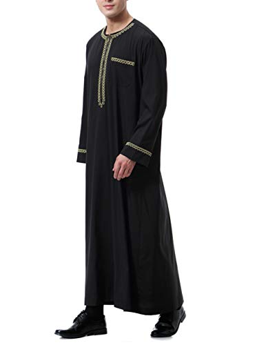 Traje de Hombre Musulmán Traje árabe para Traje de Hombre de Manga Larga Abaya Kaftan Islámico XXXL