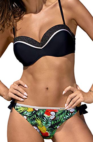 Trajes de Baño Mujer Push-up Bikini Sets Talla Grande Ropa de Baño de Dos Piezas Estampado Floral