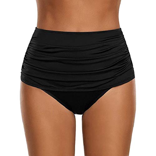 Trajes de baño Mujer SHOBDW Talle Alto Nadar Abajo Tanga Fruncido Tankini Pantalones Cortos De Chico Bragas Señoras Talla Extra Pantalones De Natacion Una Pieza Ropa de Playa Bañadores(Negro,M)