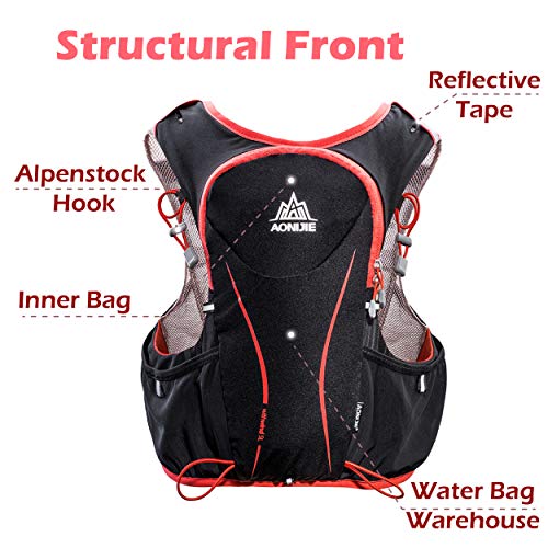 TRIWONDER Mochila de Hidratación Ligero 5L Superior Chaleco para Trail Running Ciclismo Marathoner Profesional Hombre Mujer (Negro (S-M) - con 2 * 500ml Botellas Blandas)