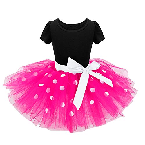 TTYAOVO Conjunto de Ropa para Bebés 2pcs, Trajes de Dibujos Animados Lindos para Niñas Bebés Top Estampado + Falda Tutu para 1-7 Años (4-5 Años, 07 Rose Rojo)