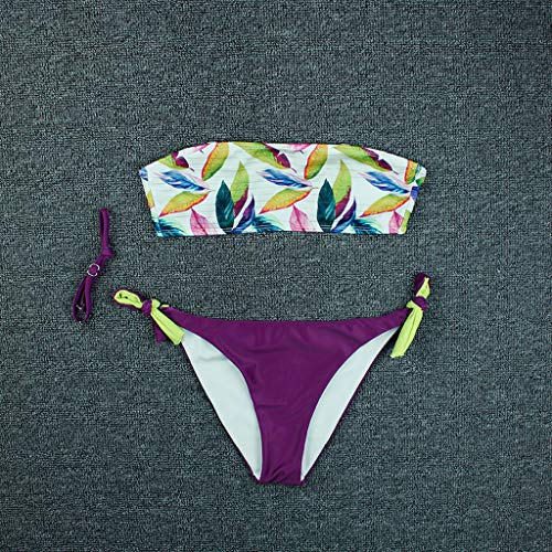 TUDUZ Conjunto Mujer Bikini Estampado Cintura Alta Sin Tirantes Sujetador Braga Ropa Interior Traje De Baño