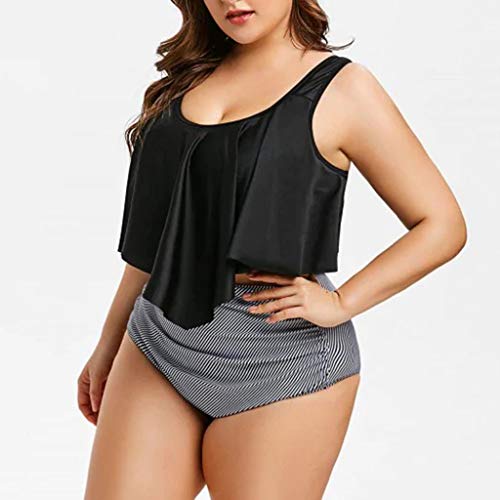 TUDUZ Mujer Tankini De Dos Piezas Bikini Talla Extra Floral Impreso Conjunto De Trajes De Baño (Negro.b, XXXL)