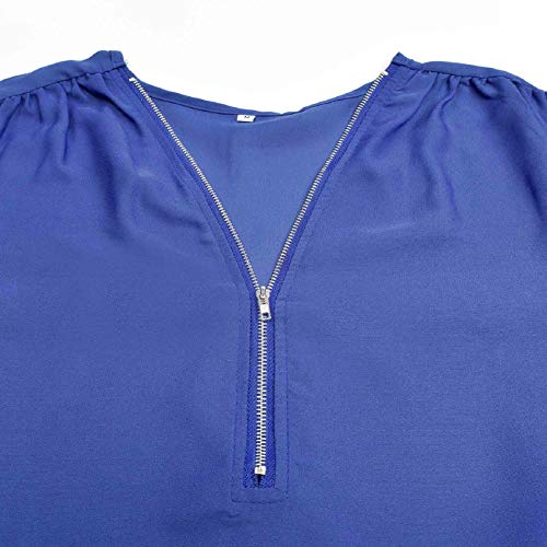 Tuopuda Blusas Camisetas de Gasa Ropa de Mujer Camisas Manga Ajustable Blusas Top (M, Azul)