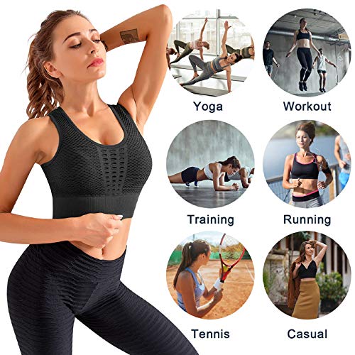 Tuopuda Sujetador Deportivo Tops de Yoga Bra Deportivo Alto Impacto Cómodo Sujetador Yoga Mujer sin Costuras Sujetador Deportivo Mujer con Almohadillas Extraíbles Crop Top para Gimnasio Bailar