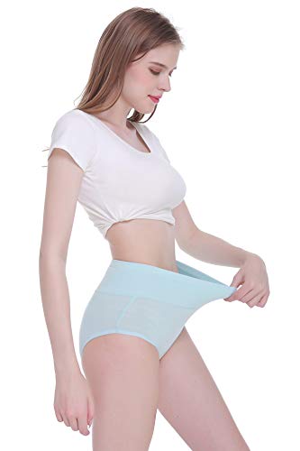 TUUHAW Braguita de Talle Alto Algodon para Mujer Pack de 5 Culotte Bragas de Cintura Alta Comodo, Multicolor, XL